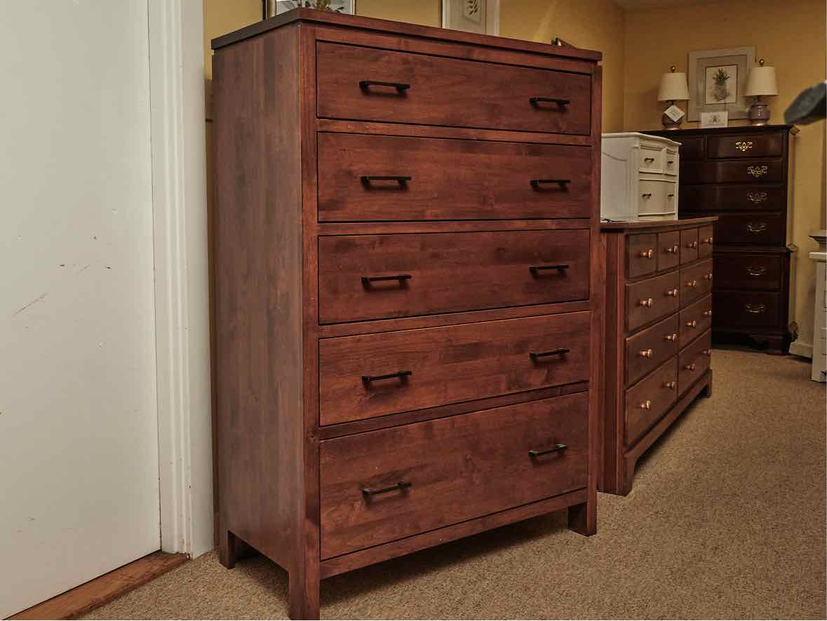 Archbold Furniture Birch 5 Drawer Chest in Cherry Finish