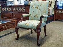Pair of Custom Carved Mahogany Framed Arm Chairs