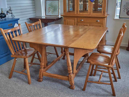 Maple Drop Leaf Table & Set of Four Slat Back Chairs