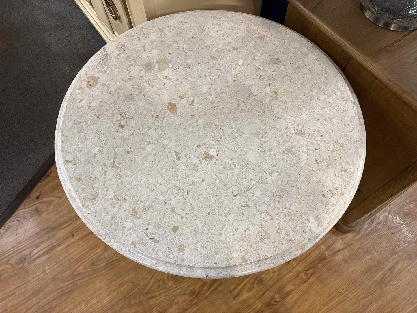 Round Side Table with Stone Top