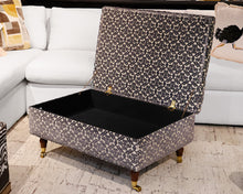 Rectangular Storage Ottoman on Spindel Wood Casters