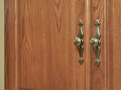 Vaughan Bassett Oak 2 Door 2 Shelf 3 Drawer Brass Handles Chifferobe Chest