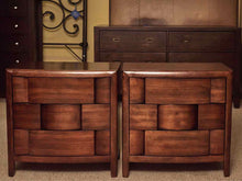 Pair of  Magnussen Espresso Finish 3 Drawer Nightstands