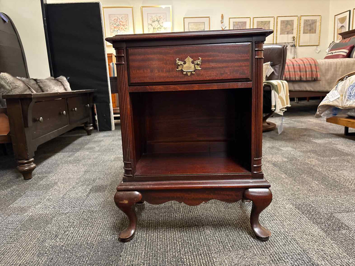 Solid Mahogany Nightstand with Queen Anne Legs