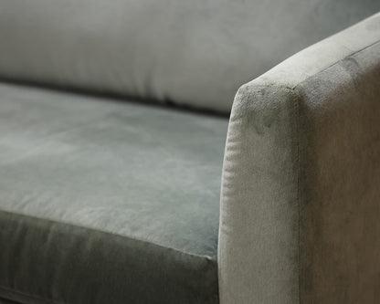 American Leather Bench Cushion Velvet Sofa