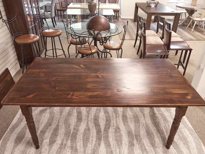 Amish Style Pine Dining Table with Turned Legs