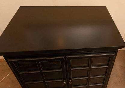 Black Finish Swivel Top Media Furniture