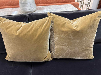Pair of Antique Gold Velvet Accent Pillows