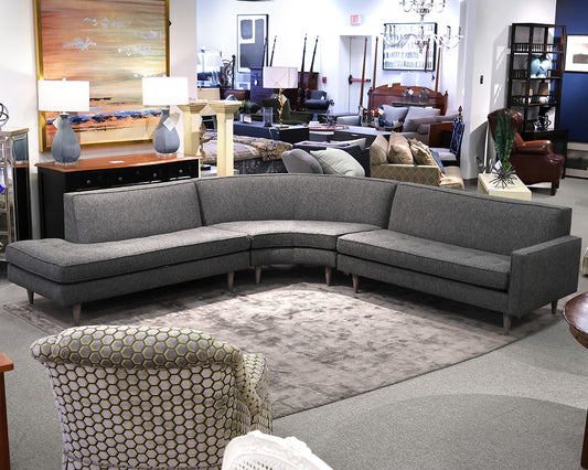 Room & Board 3 Piece Sectional. Grey "Tweed" Performance Fabric.