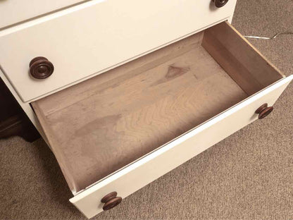 White Finish 4 Drawer Chest with Dark Maple Top