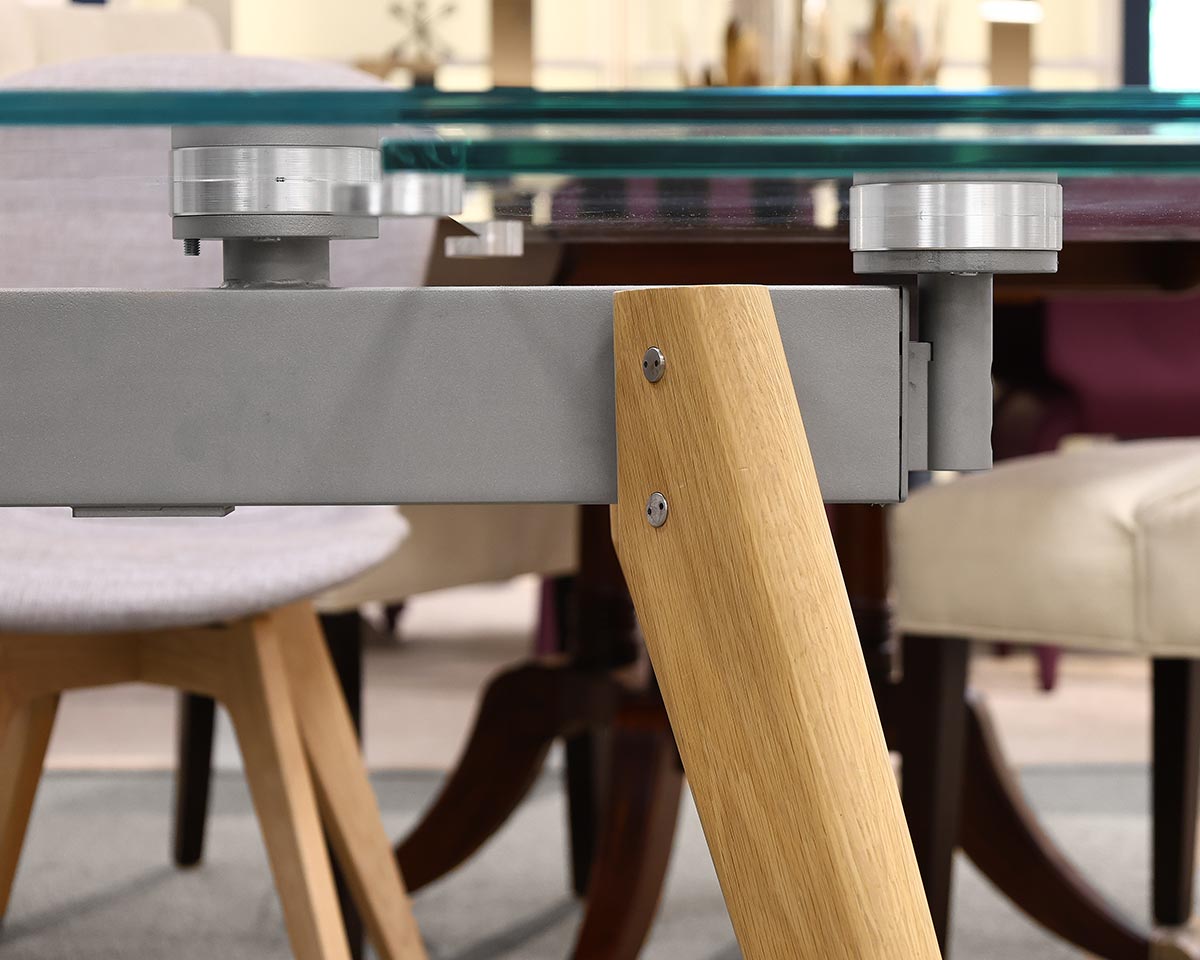 Bo Concept 'Moza' Glass  Dining Table with Self Storing Leaves