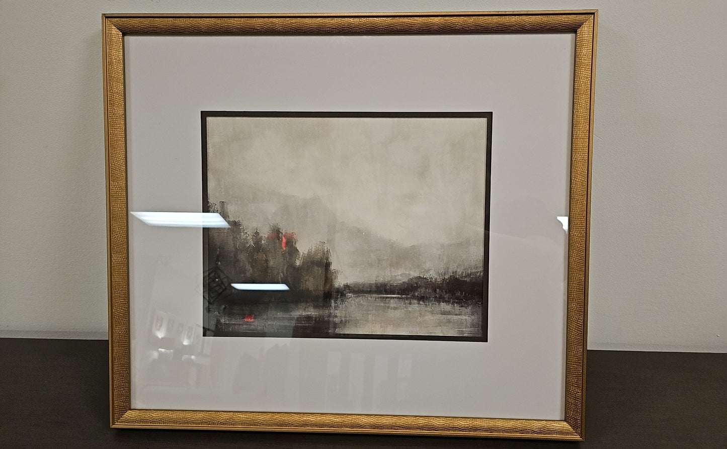 'Muted Horizons A' Landscape in Antique Gold Frame