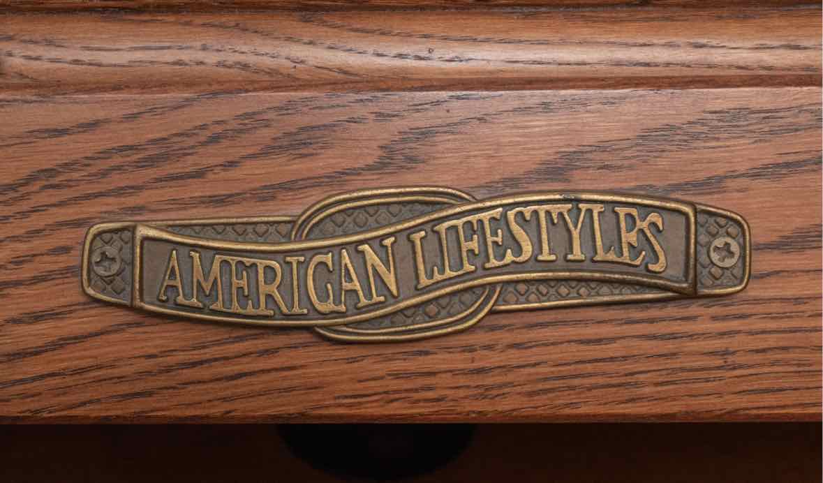 American Lifestyle Oak  15 Drawer, Mail Slots  Roll Top Desk