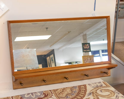 West Elm Mid-Century Modern Mirror with Coat Hooks in Acorn Finish