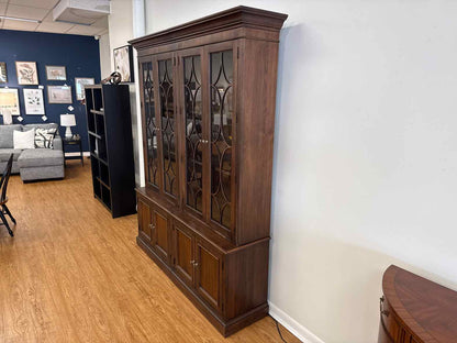 Ethan Allen Walnut Lighted China Cabinet
