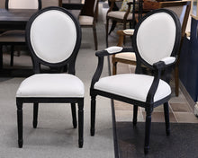Set of 8 Restoration Hardware Vintage French Round Fabric Dining Chairs in Black