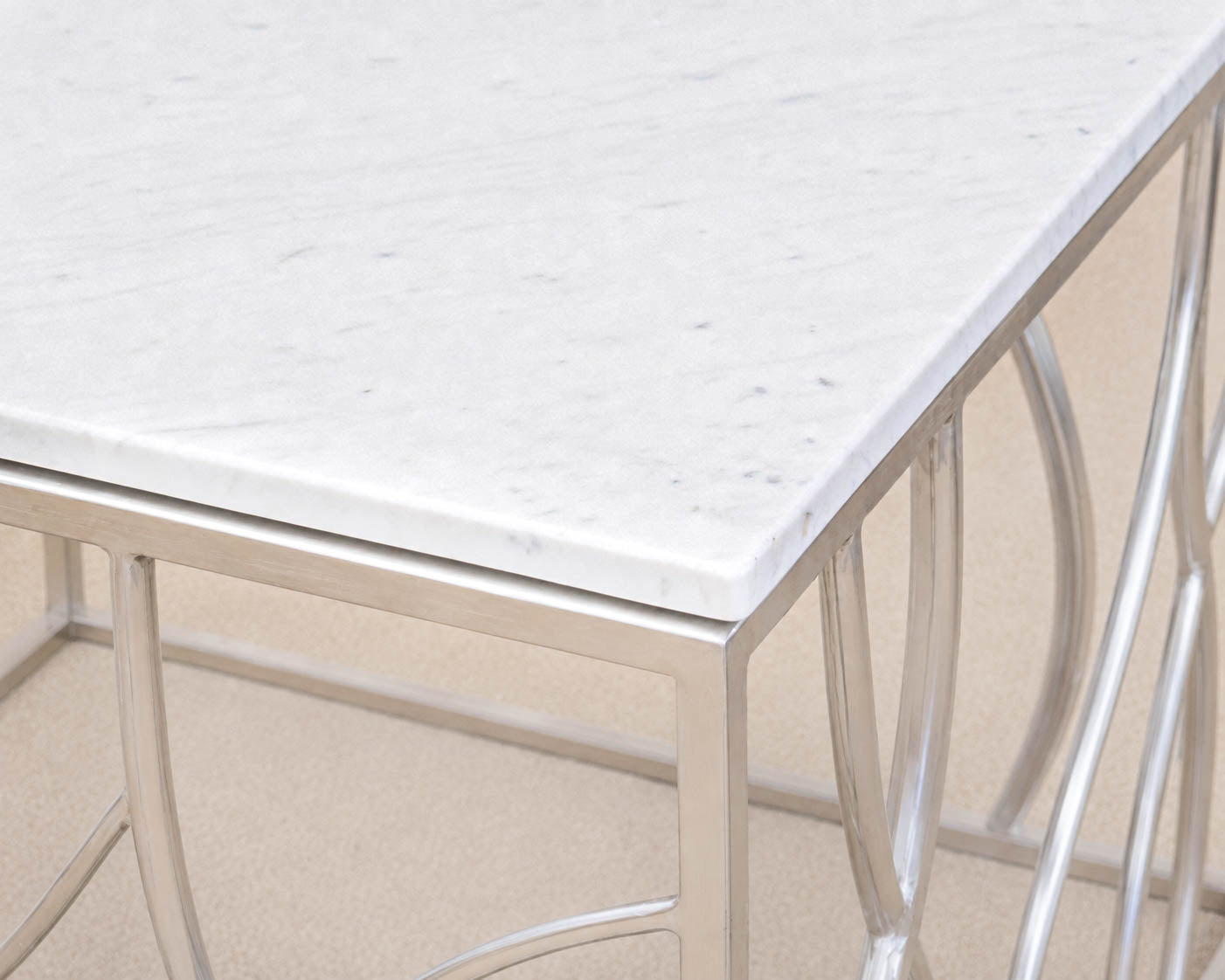 Pair of Silver Base Stone Top Side Tables