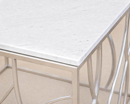 Pair of Silver Base Stone Top Side Tables