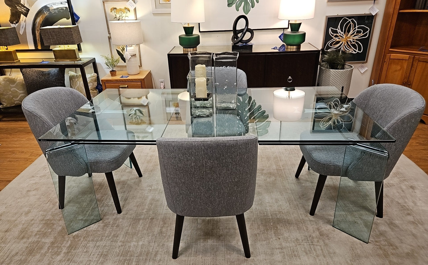 'Ray Plus' Contemporary Glass Dining Table
