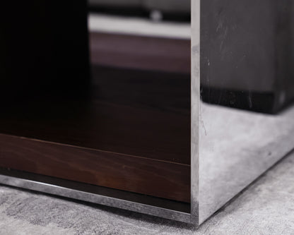B&B Italia Surface Cocktail Table in Smoked Oak, Lacquer & Chromed Steel