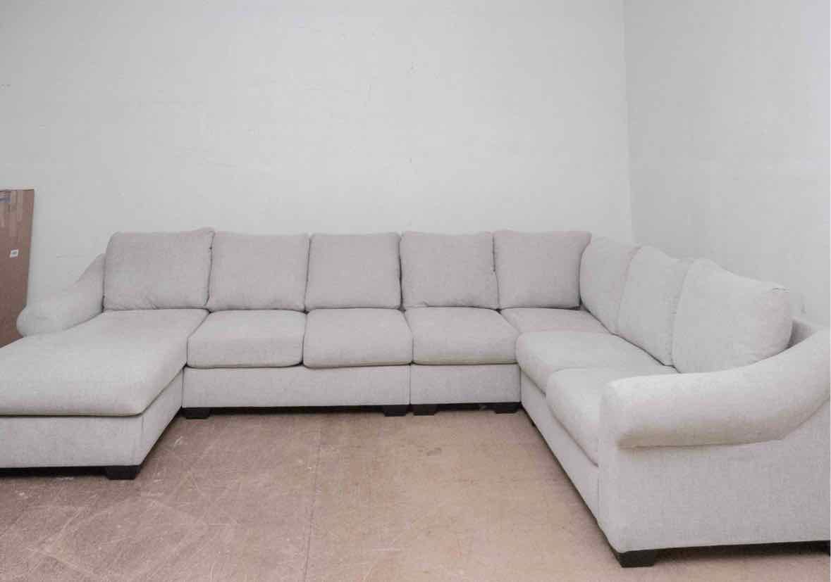 Ashley 5 Piece Cloud Grey Upholstered Sectional with Chaise