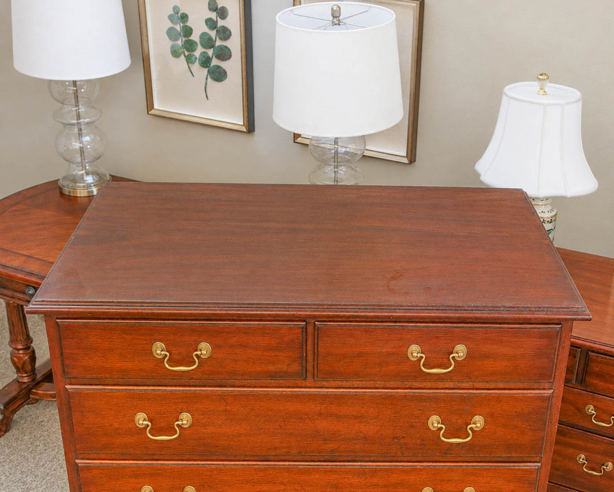 Henkel Harris Chippendale-style Chest-on-Chest in Mahogany with Brass Pulls