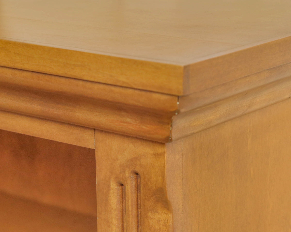 Maple Adjustable Four Shelf Bookcase W/ Reeded   Sides