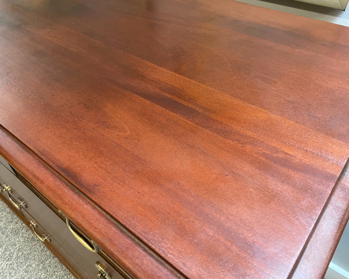 Mahogany 9 Drawer Dresser with Chippendale Brass Handles