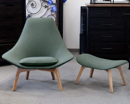 Green Castlery Chair with Ottoman