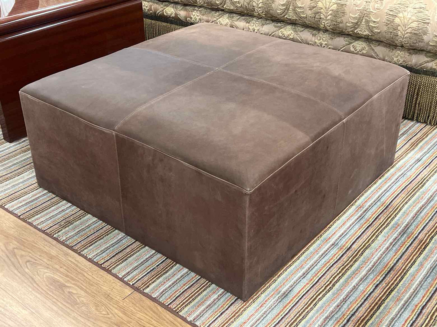 Square Chocolate Suede Ottoman
