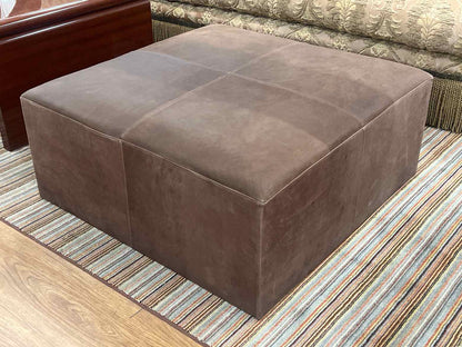 Square Chocolate Suede Ottoman