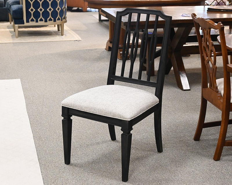 Universal Furniture Set of 4 Black Dining Chairs with Upholstered Seats