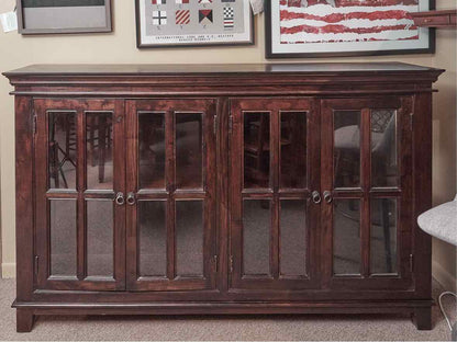 Espresso Finish 4 Window Pane Display Cabinet/Bookcase