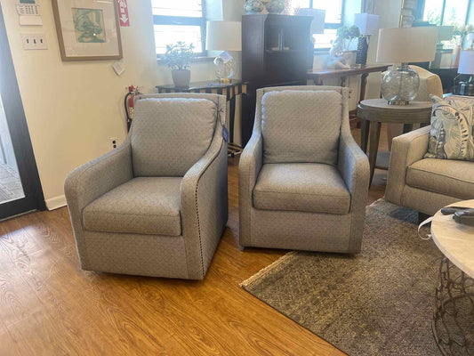 Pair of Blue Diamond Swivel Chairs
