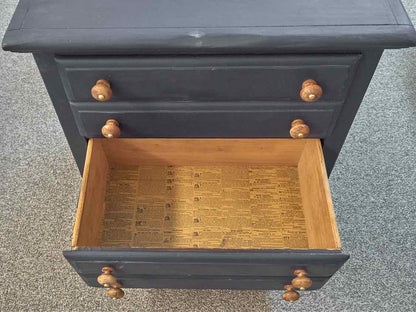 Pair of Navy Finished 2 Drawer Nightstands with Wood Knobs
