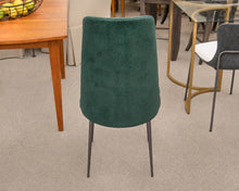 Pair of West Elm Finley High-Back Dining Chairs in Dark Green Performance Velvet