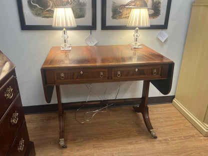 Inlaid Mahogany Drop Leaf Console