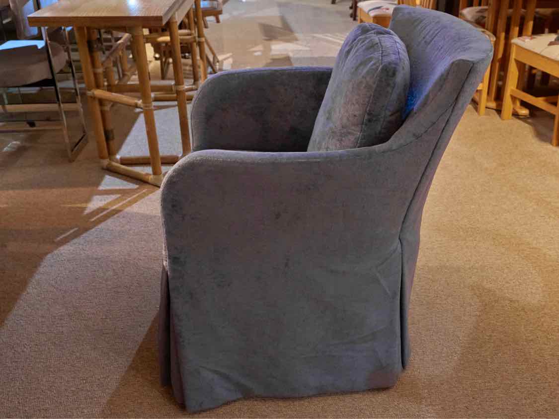 Pair Of Saladino Furniture 'Violet Blue' Slipcovered   Dining Chairs On Wheels