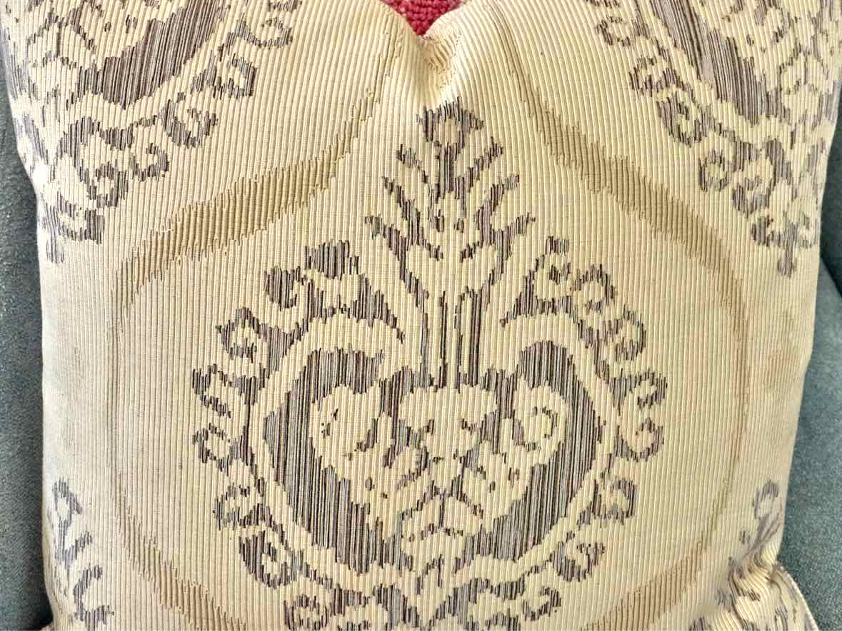 Ethan Allen Upholstered  Neutral Toned Damask Sofa