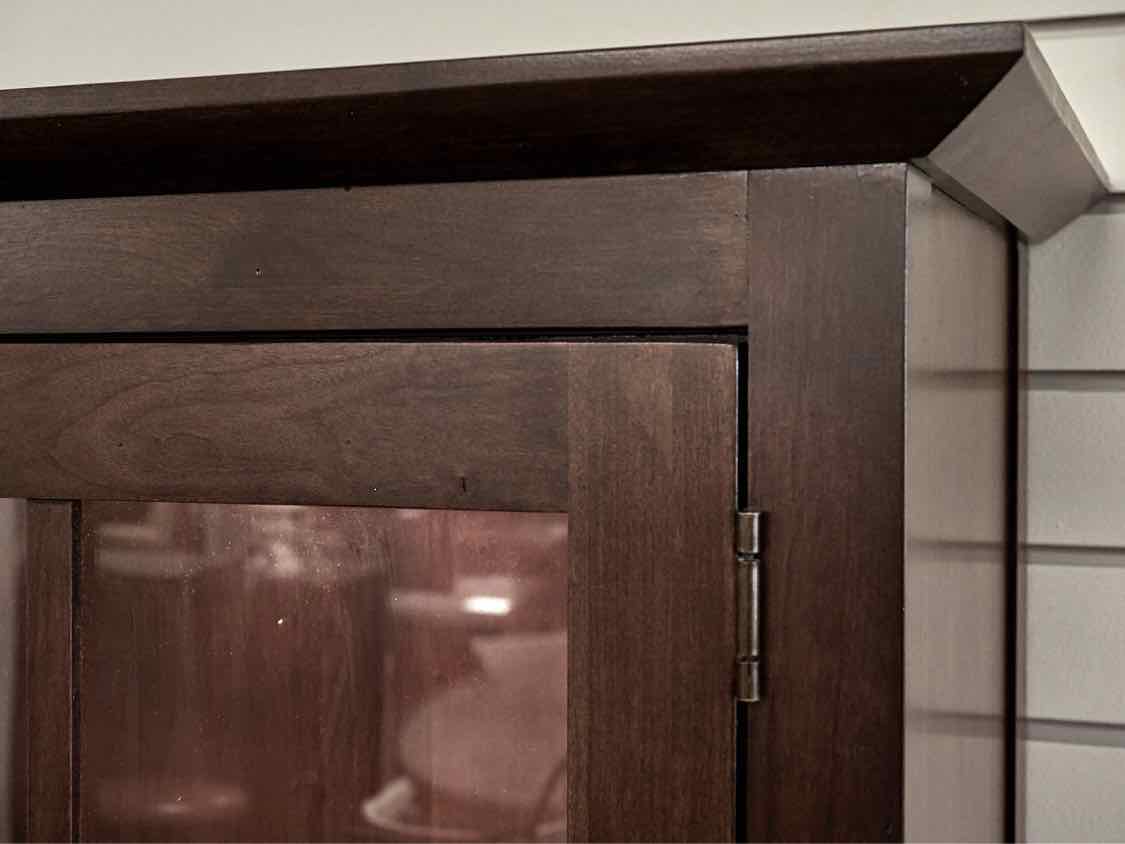 Ethan Allen Dark Stain 2 Pane Door Display Cabinets