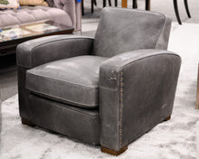 Pair of Restoration Hardware Gray Leather Chairs