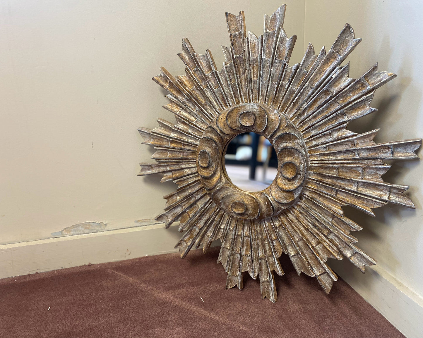 Antiqued Gold and Silver Starburst Mirror