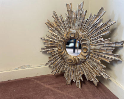 Antiqued Gold and Silver Starburst Mirror
