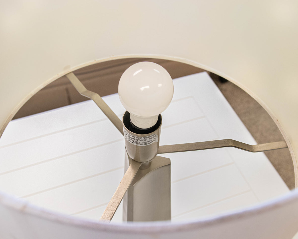 Crate & Barrel Isla Pewter Triangle Table Lamp