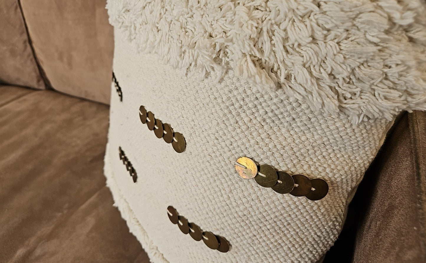 Ivory Accent Pillow w/ Gold Accents
