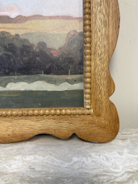 Set of Two Natural Wood Framed Landscape