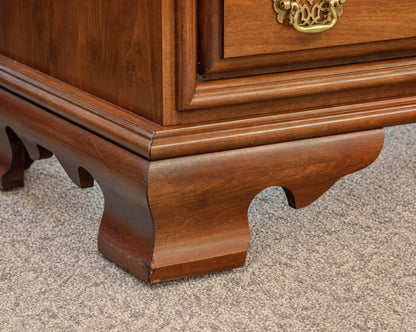 Cherry Wood Six Drawer Chest On Chest In Chestnut Finish W/ Brass Bail Pulls