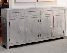 Hammered Metal Wrapped 4-Door Storage Console Table