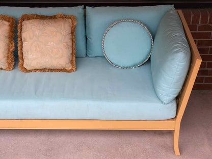 McKinnon & Harris duVal Alexander Outdoor Sofa in Deco Yellow & Robins Egg Blue