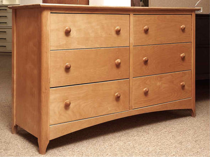 Maple 6 Drawer Dresser with Wood Knobs